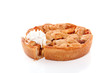 a homemade apple-pie with whipped cream isolated over a white ba