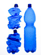 bottles of blue plastic in composition