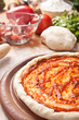 raw pizza and ingredients