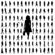 Set of casual women silhouette