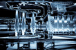 jet engine cutaway detail with a blue tint