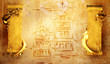 Grunge background with dragons and scrolls Grunge background with dragons and scrolls