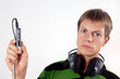 attractive guy listening MP3-player