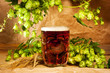 beer and hop on sacking still-life beer and hop on sacking still-life