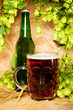 beer and hop on sacking still-life beer and hop on sacking still-life