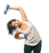 Sports girl doing exercises with dumbbells Sports girl doing exercises with dumbbells