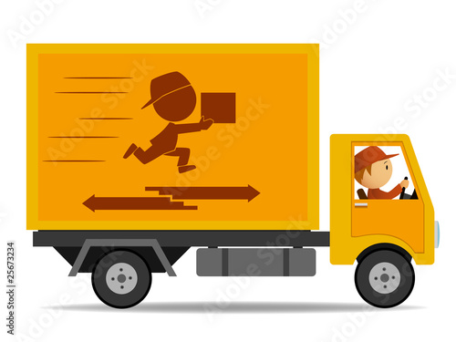 Vector: Truck delivery with driver Truck delivery with driver
