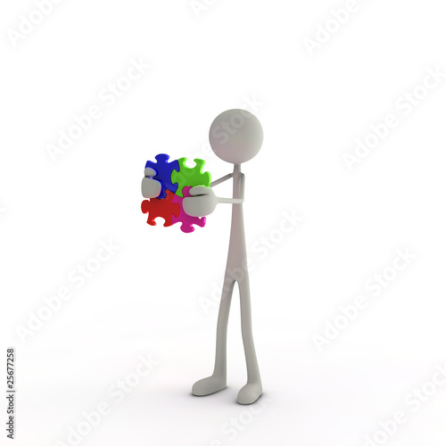 Illustration: 3D Figur mit Puzzleteilen 3D Figur mit Puzzleteilen