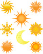 Set of sun and moon icons