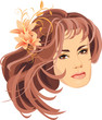 Portrait of beautiful woman with bouquet of lilies in hair