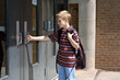 sad boy on the first day of school