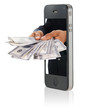 Foto: Giving money over smart phone Giving money over smart phone