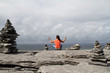 Meditation on rocky coast