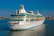 Big luxury cruise ship with Helsinky on Background