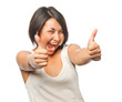 Pretty girl shows a thumbs up sign Pretty girl shows a thumbs up sign