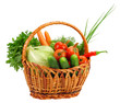 Basket with vegetables, isolated on white