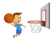 Flying basketball player