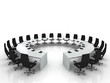 conference table and chairs with microphones