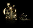 Christmas present box made from golden snowflakes Christmas present box made from golden snowflakes