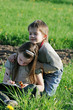 Photo: Brother and sister in summer day. Brother and sister in summer day.
