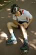 Skater injured and clutching leg