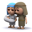 Joseph and Mary holding baby Jesus