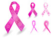 Breast cancer ribbon in pink with glitter flowers