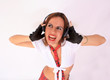 Photo: Girl with headphones listening music Girl with headphones listening music