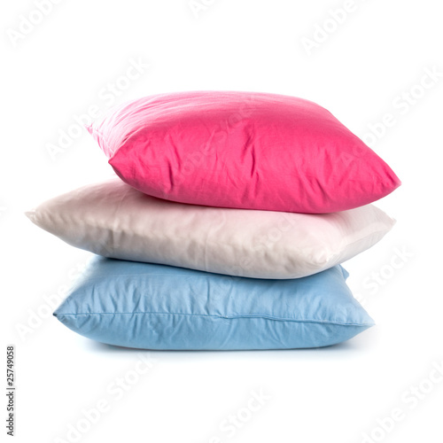 Photo: pink, white and blue pillows pink, white and blue pillows