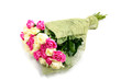 Bouquet of pink and creme roses isolated on white background.
