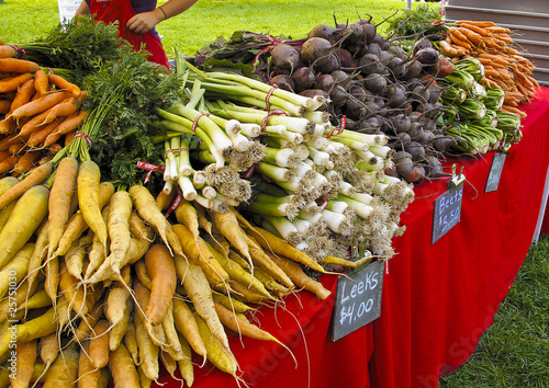 Photo: Display of organic vegetables at Farmers Market Display of organic vegetables at Farmers Market