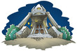 The entrance to the haunted mansion, old gates, vector The entrance to the haunted mansion, old gates, vector