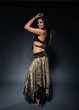 Beautiful sexy bellydancer woman with oriental make-up and red l Beautiful sexy bellydancer woman with oriental make-up and red l
