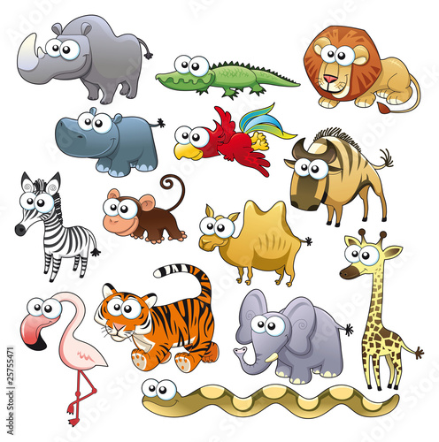 Vector: Savannah animal family. Funny cartoon and vector characters. Savannah animal family. Funny cartoon and vector characters.