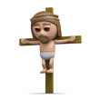 Jesus on the cross wearing a crown of thorns