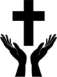Cross silhouette and praying - careing hands - vector Cross silhouette and praying - careing hands - vector
