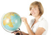 Pointing on globe