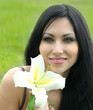 beautiful woman lily flower