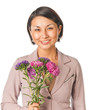 Beautiful young woman with a bouquet of flowers Beautiful young woman with a bouquet of flowers
