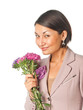Beautiful young woman with a bouquet of flowers Beautiful young woman with a bouquet of flowers