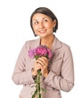 Beautiful young woman with a bouquet of flowers Beautiful young woman with a bouquet of flowers