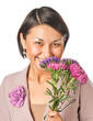 Beautiful young woman with a bouquet of flowers Beautiful young woman with a bouquet of flowers
