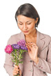 Beautiful young woman with a bouquet of flowers Beautiful young woman with a bouquet of flowers