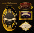 Vector vintage set. Gold frames ornate label