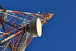 Telecommunication mast with microwave link and TV antennas. Telecommunication mast with microwave link and TV antennas.