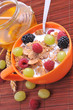 bowl of muesli with fruits and honey bowl of muesli with fruits and honey