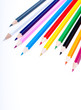 Colored pencils on a white background Colored pencils on a white background