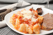 gnocchis with beef, ñoquis con carne