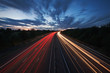 Light trails on a motorway at dusk