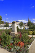 france; 79; niort : place fleurie et clocher de l'aglise notre d france; 79; niort : place fleurie et clocher de l'aglise notre d
